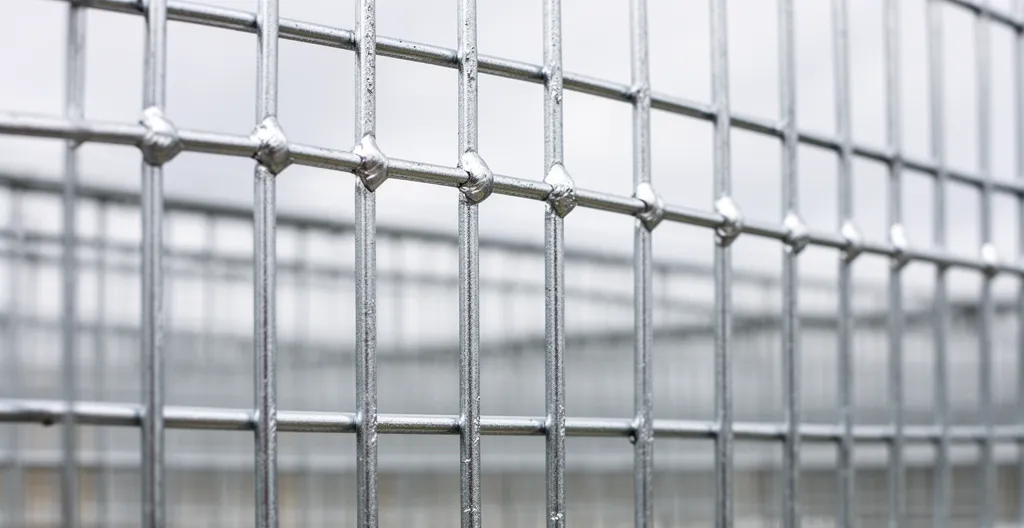 Gros plan sur grillage galvanisé mailles soudées pour toit poulailler